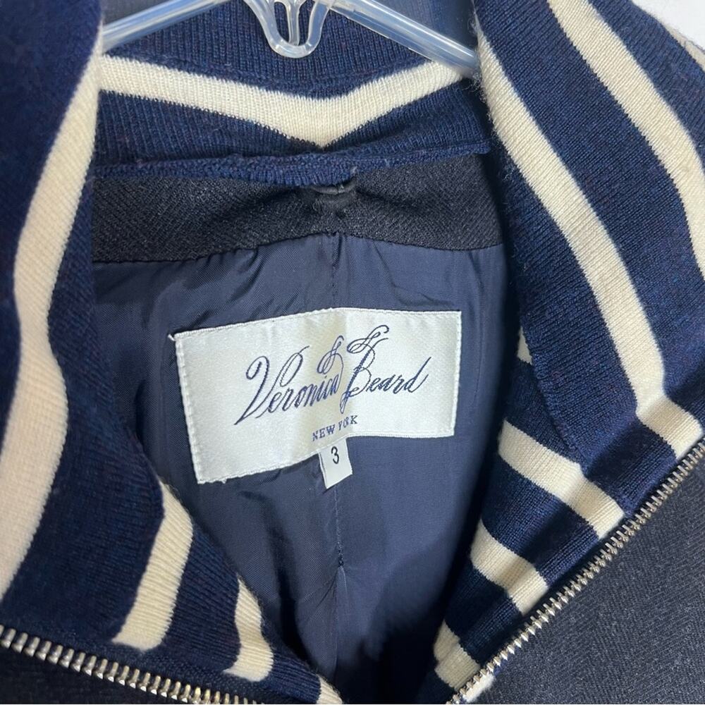 Veronica Beard Dickey Wool Blazer with Striped Insert Tailored Jacket Sz L/8 - Picture 7 of 14